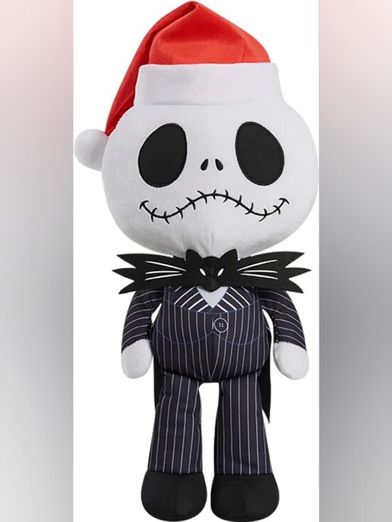 Nightmare Before Christmas Other - Festive Skull Plush with Red Santa Hat - Holiday Kids Stuffed Toy